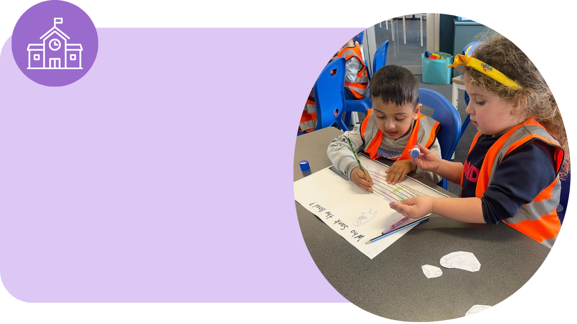 Cuddles 4 Kids Punchbowl school transition image showing preschool children working on drawing activities to prepare for local primary school